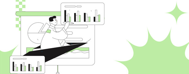 Flat vector illustration of business people operating work scene
