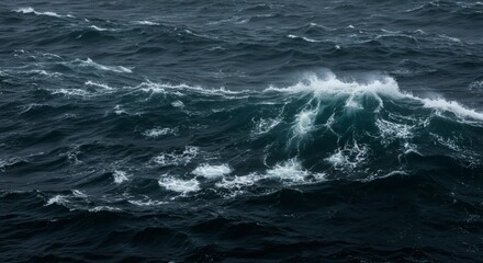 Obraz premium Crashing Ocean Wave with White Foam and Dark Deep Water Landscape