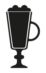Silhouette of a cup with a cappuccino, or with coffee. Icon drinks with foam. EPS 10. Vector illustrations