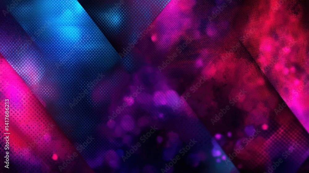Wall mural abstract diagonal lines, vibrant colors, bokeh, dark background