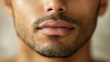 Obraz premium A close-up of a person calm face while meditating in a peaceful indoor space, showcasing serenity.