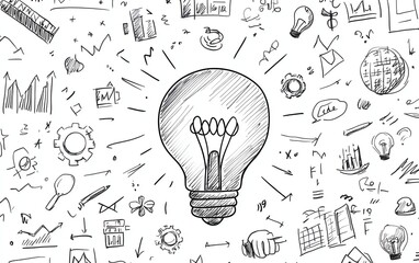 Hand-drawn lightbulb idea concept sketch.