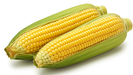 Fresh Golden Sweet Corn Ears with Green Husks