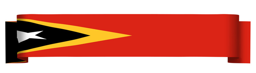 Timor Leste  ribbon flag on transparent background. Three dimension of Timor Leste flag. National or country flag.