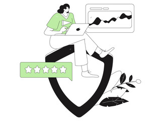 Flat vector illustration of business people operating work scene
