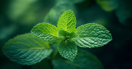 Close-up of vibrant mint leaves
