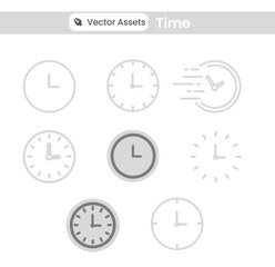Modern vector collection of time, date, and calendar icons. Includes clock symbols, wall calendars, daily planners, and schedule elements in clean flat style. Perfect for apps, websites, productivity 