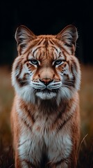 Fototapeta premium Lynx Staring Portrait with Striking Eyes in Natural Habitat