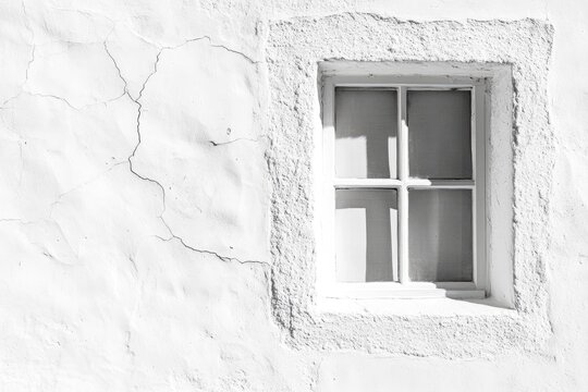 Aged whitewashed wall with simple window