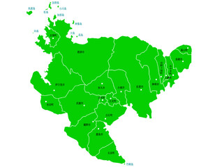 佐賀県　地図　グリーン　斑点　イラスト