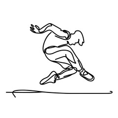 Fototapeta premium Line drawing of an athlete performing a jump in motion 