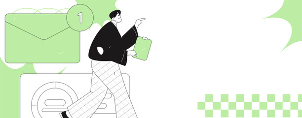 Flat vector illustration of business people operating work scene
