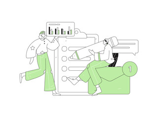 Flat vector illustration of business people operating work scene

