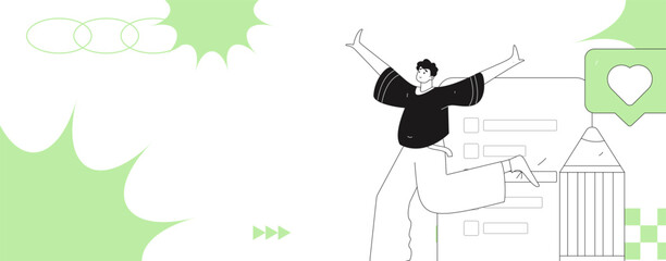 Flat vector illustration of business people operating work scene
