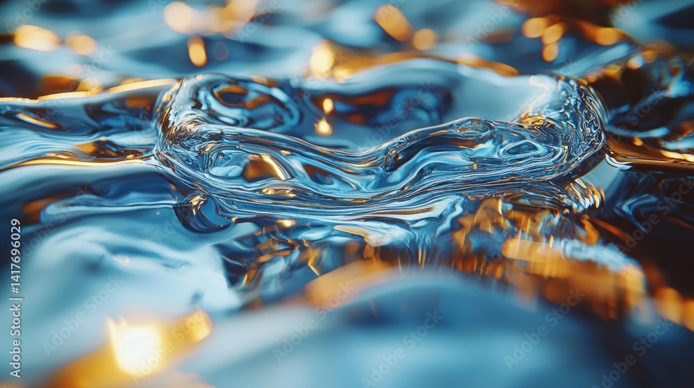 Aufkleber close-up of shimmering water surface with reflections and ripples, creating a serene atmosphere