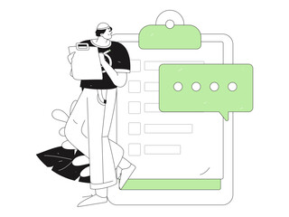 Flat vector illustration of business people operating work scene
