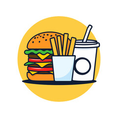 fast food set illustration burger, fries and drink