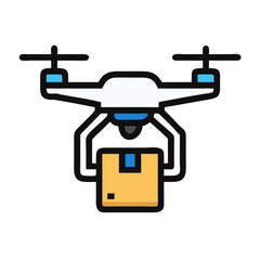 Drone Carrying Parcel in Flight Icon Design