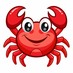 Cartoon red crab with claws and smiling face