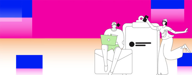 Flat vector illustration of business people operating work scene
