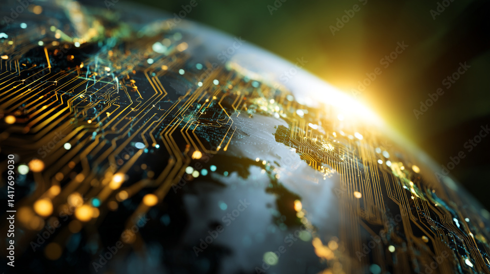 Poster concept of communication network technology for internet business background.