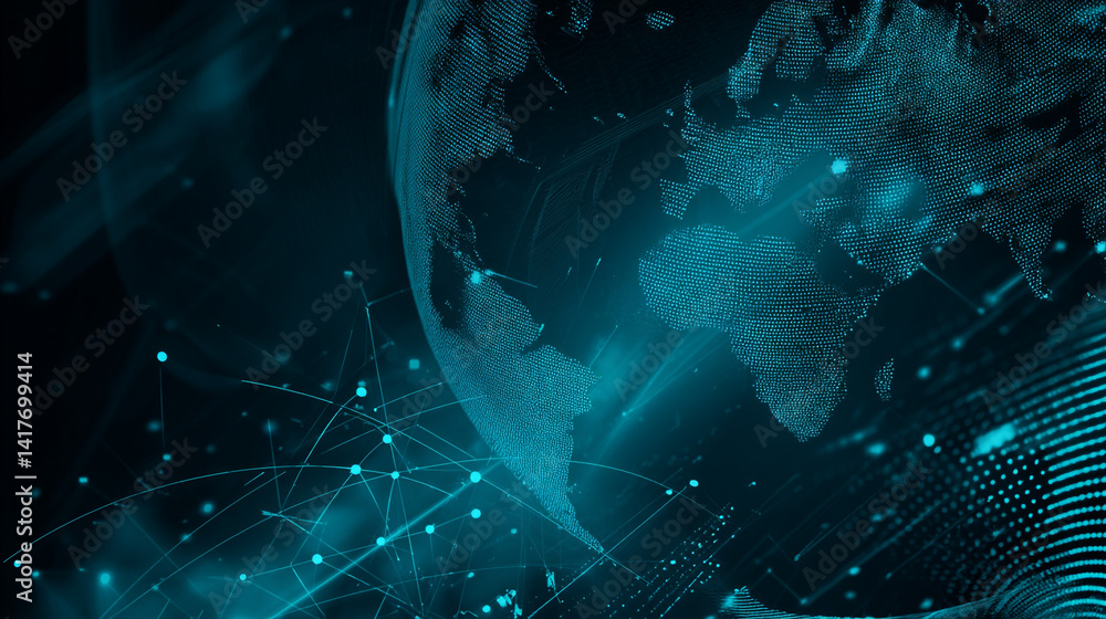 Poster global world network background