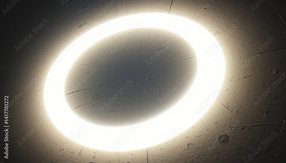 Poster illuminating circular light display urban setting abstract image indoor environment top view modern 