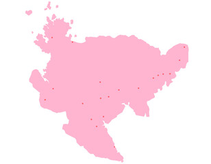 佐賀県　地図　ピンク　斑点　イラスト