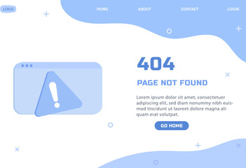 404 Error Page Flat Illustration of attention sign and Lost Web Page Banner Template