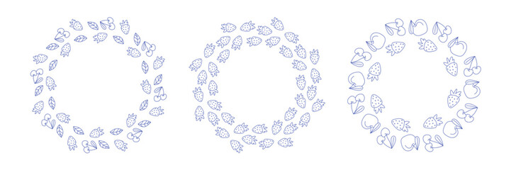 Colorful graphic fruit summer frame. Modern vibrant design. Hand drawn cozy illustration. Hand drawn fruit design with leaf on cream colored background.