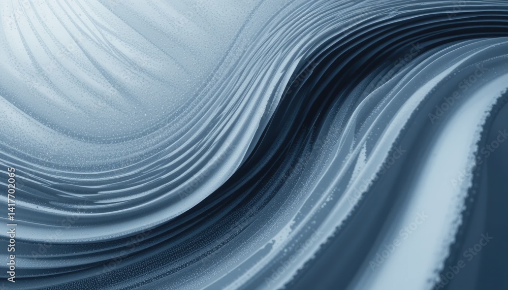 Poster dynamic flowing abstract waves digital art blue tones fluid environment close-up view modern design 