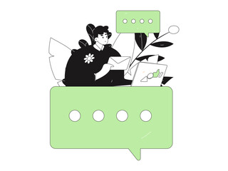 Flat vector illustration of business people operating work scene
