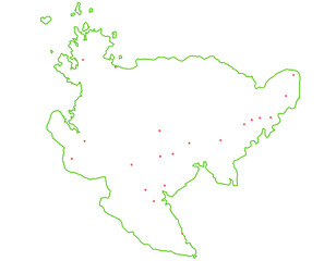 佐賀県　地図　白　斑点　イラスト