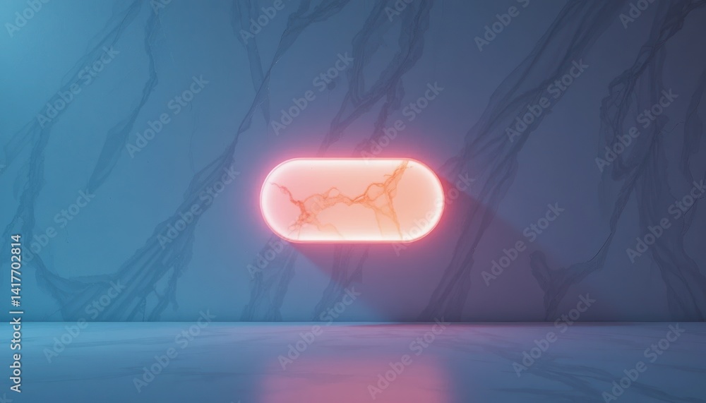Poster dynamic neon button animation modern digital space graphic design clean environment close-up viewpoi