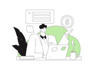 Flat vector illustration of business people operating work scene
