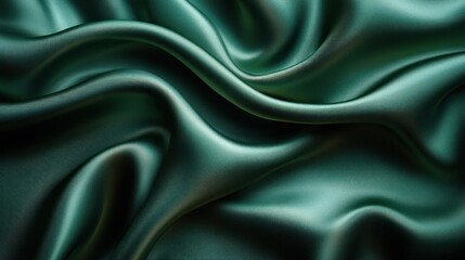 Fototapeta premium Luxurious green silk drapes elegantly, showcasing its smooth texture and gentle folds