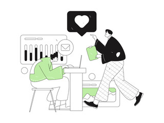 Flat vector illustration of business people operating work scene
