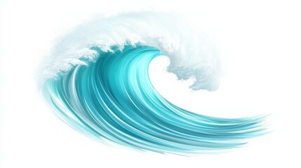 Vibrant Ocean Wave Crashing with Turquoise Hues and Frothy White Crest Displaying Natural Power and Movement