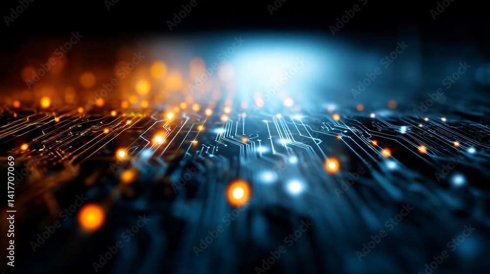 Aufkleber glowing digital scheme abstract background illustration, vibrant abstract technology background with