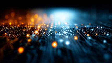 Glowing Digital Scheme Abstract Background illustration, Vibrant abstract technology background with colorful pixels and blurred motion