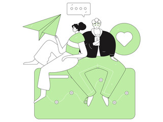 Flat vector illustration of business people operating work scene
