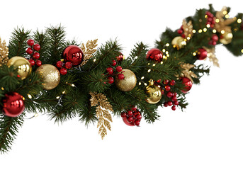 Festive Christmas Garland on Transparent Background
