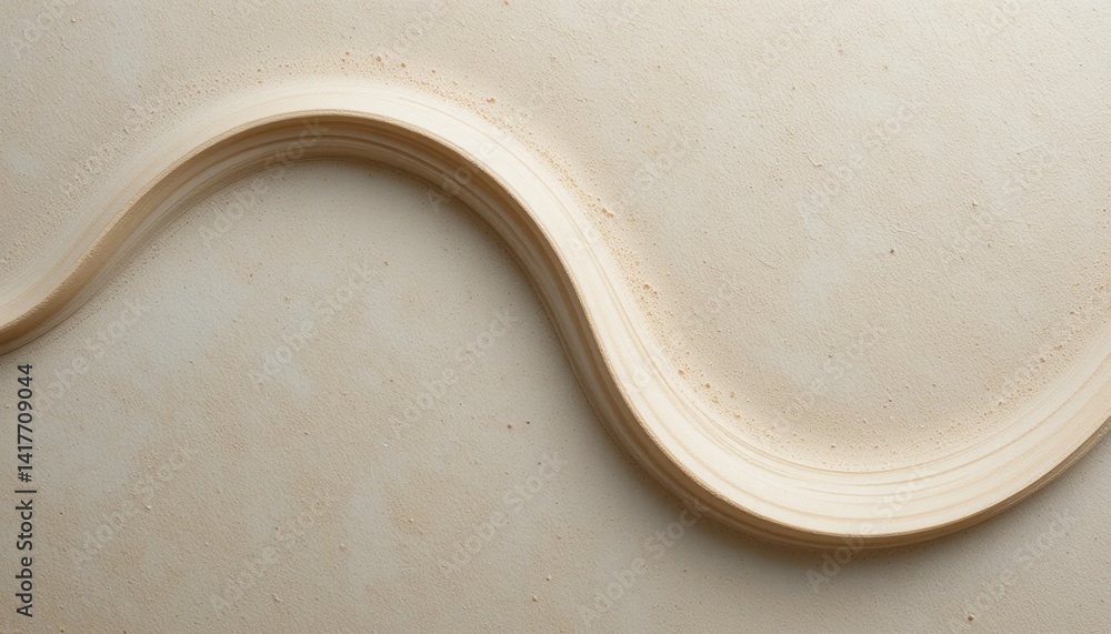 Poster sinuous motion of a smoothly curved object minimalist setting abstract art neutral colors close-up v