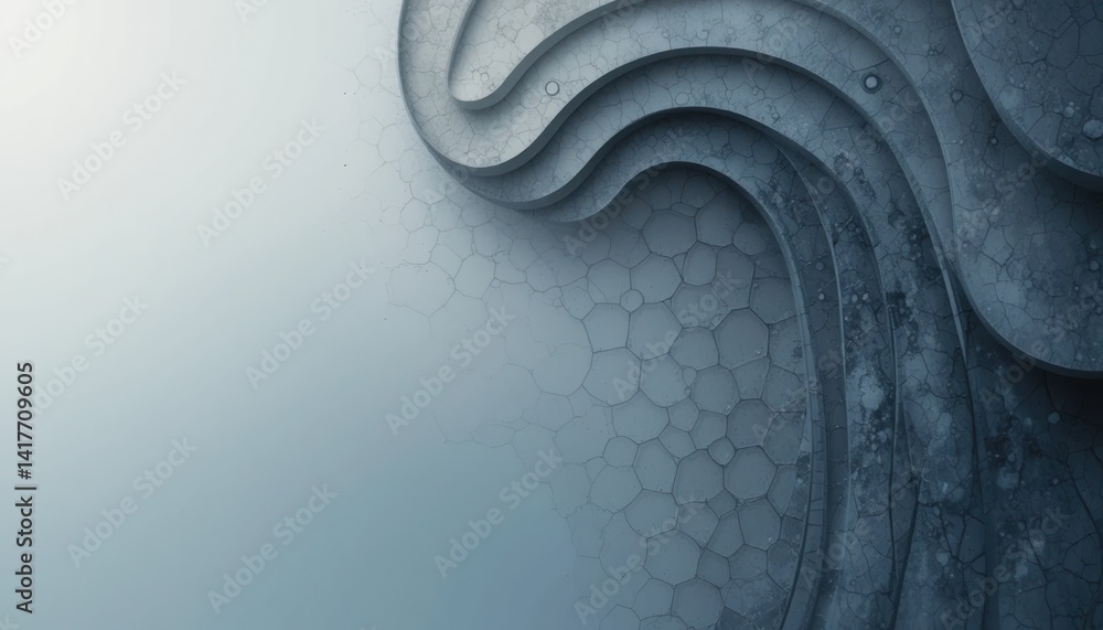 Poster dynamic fluid waves and geometric patterns abstract art composition digital artwork minimalist envir