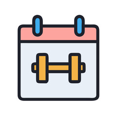 Fitness Calendar with Dumbbell Symbol Icon Design