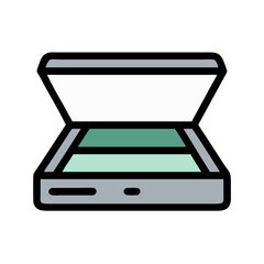 Flatbed Scanner with Open Lid Icon Design