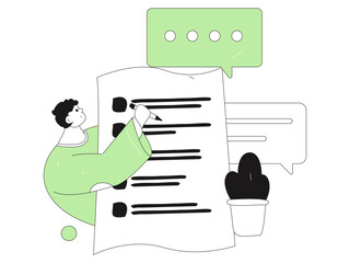 Flat vector illustration of business people operating work scene
