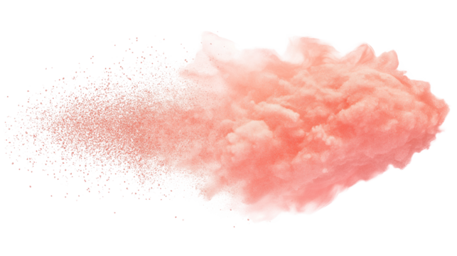 Peachy blush powder smear with gradient effect and soft edges, isolated PNG 