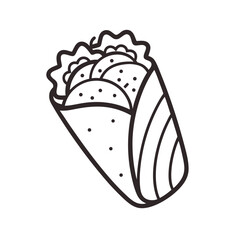 shawarma outline icon on white background