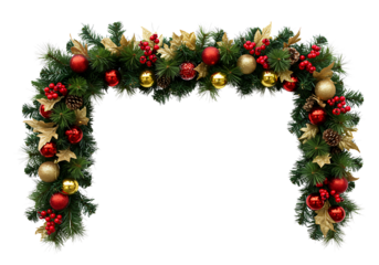 Festive Christmas Garland on Transparent Background